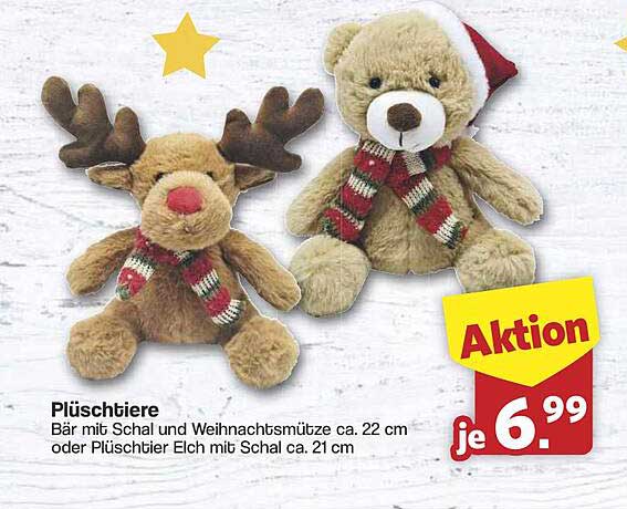 Plüschtiere - Bär und Elch mit Schal und Mütze