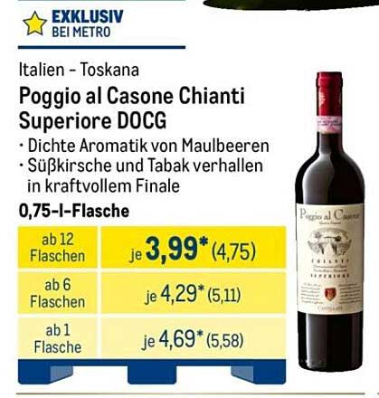 Poggio al Casone Chianti Superiore DOCG - 0,75 l Flasche