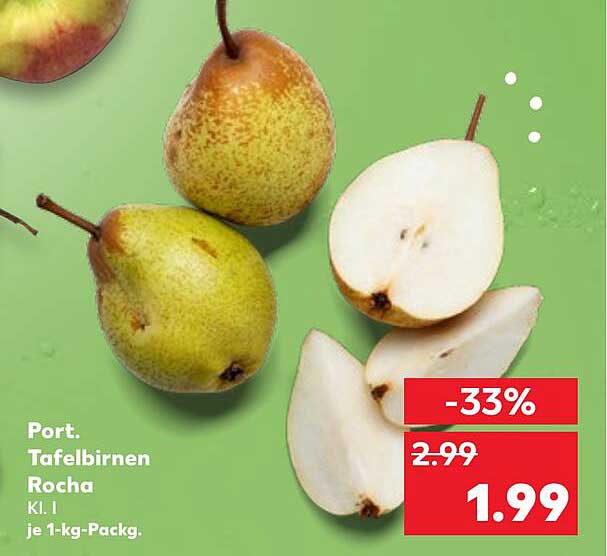 Portugiesische Tafelbirnen Rocha - 1 kg Packung