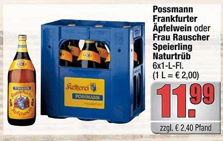 Possmann Frankfurter Äpfelwein oder Frau Rauscher Speierling Naturtrüb 6x1-L-Fl.