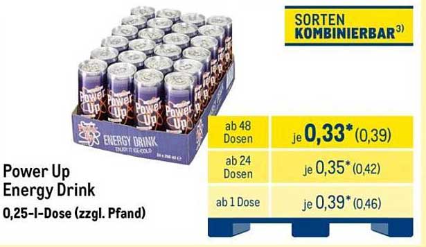 Power Up Energy Drink 0,25-I-Dose (zzgl. Pfand)