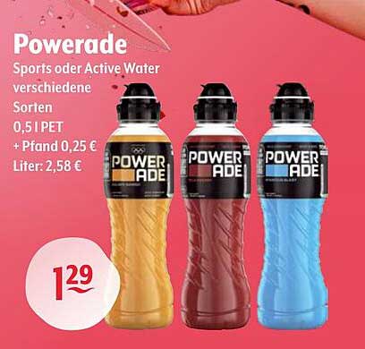 Powerade Sports oder Active Water 0,5 l PET