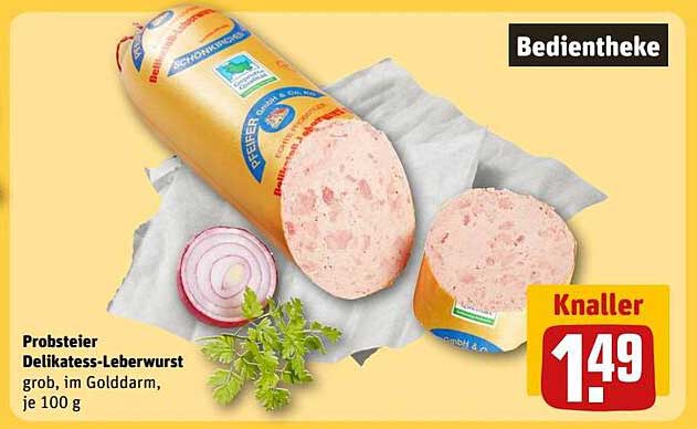 Probsteier Delikatess-Leberwurst grob, im Golddarm, je 100 g