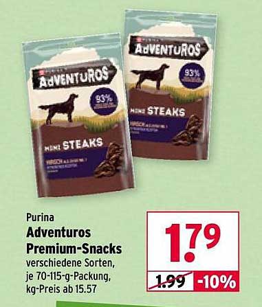 Purina Adventuros Premium-Snacks, verschiedene Sorten, je 70-115-g Packung