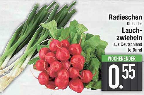 Radieschen Kl. I oder Lauchzwiebeln aus Deutschland je Bund