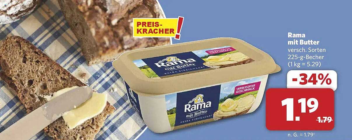 Rama mit Butter 225 g Becher - Preis-Kracher!