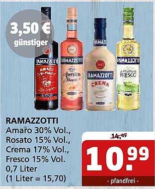 RAMAZZOTTI - Amaro, Rosato, Crema und Fresco 0,7 Liter zum Sonderpreis