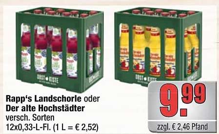 Rapp's Landschorle oder Der alte Hochstädter - 12 x 0,33 L