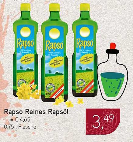 Rapso Reines Rapsöl 0,75 l Flasche