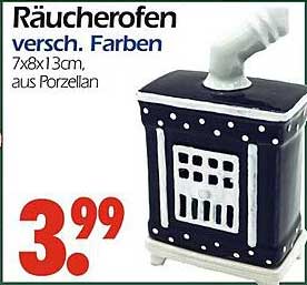 Räucherofen verschieden Farben 7x8x13cm, aus Porzellan