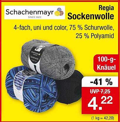 Regia Sockenwolle - 4-fach, uni und color, 75 % Schurwolle, 25 % Polyamid