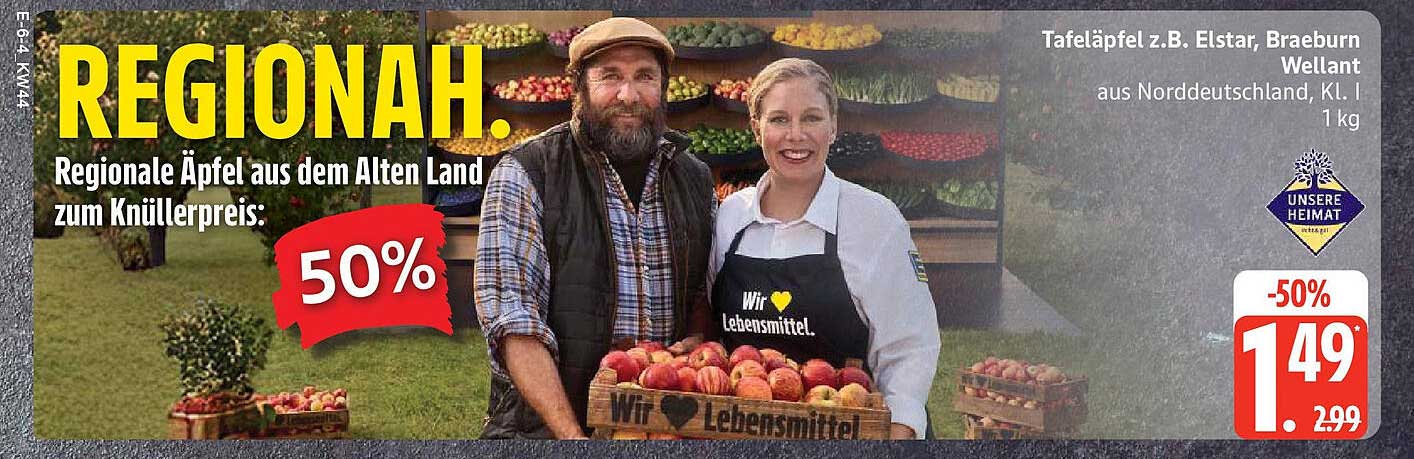 Regionale Äpfel aus dem Alten Land - Tafeläpfel z.B. Elstar, Braeburn, Wellant, 1 kg