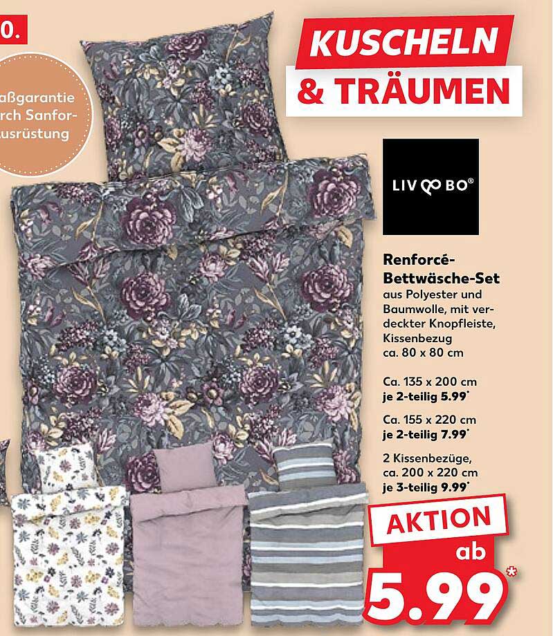 Renforcé-Bettwäsche-Set aus Polyester und Baumwolle