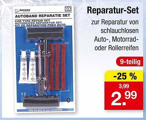 Reparatur-Set für schlauchlose Reifen