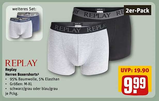 REPLAY Herren Boxershorts 2er-Pack