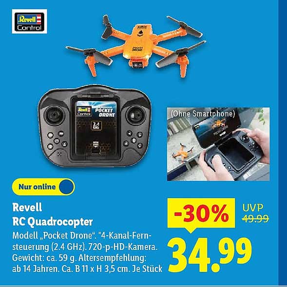 Revell RC Quadrocopter Modell „Pocket Drone“ - 30% Rabatt
