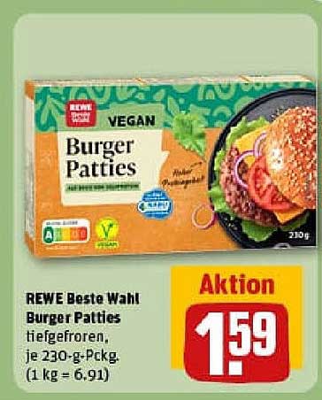 REWE Beste Wahl Burger Patties tiefgefroren, je 230-g-Pckg.