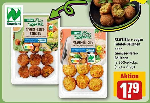 REWE Bio + vegan Falafel-Bällchen oder Gemüse-Hafer-Bällchen