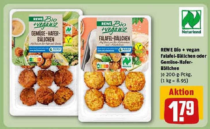 REWE Bio + vegan Falafel-Bällchen oder Gemüse-Hafer-Bällchen