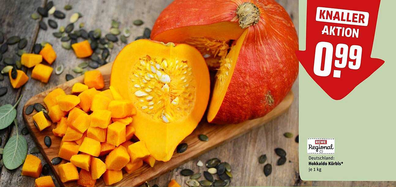 REWE Regional Hokkaido Kürbis 1 kg - Knaller Aktion für nur 0,99 €