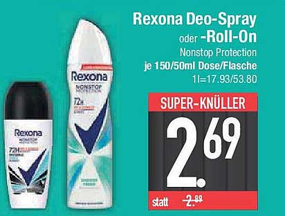 Rexona Deo-Spray oder -Roll-On Nonstop Protection 150/50ml