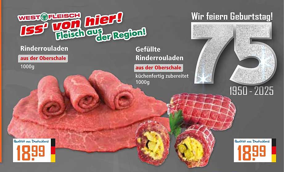 Rinderrouladen aus der Oberschale 1000g – gefüllt und küchenfertig