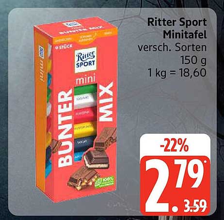 Ritter Sport Minitablett Bunter Mix 150 g