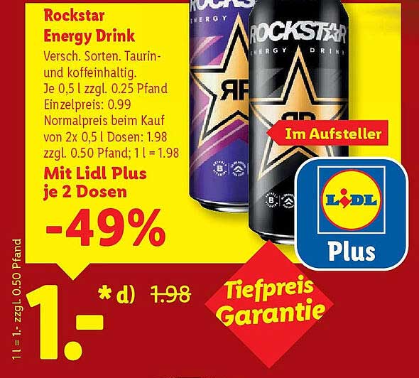 Rockstar Energy Drink – 2 Dosen für nur 1,00€