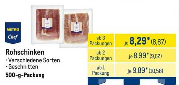 Rohschinken - Verschiedene Sorten, 500-g-Packung