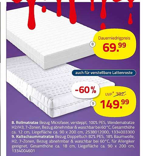 Rollmatratze 200x200 cm - Top Angebot bei ROLLER