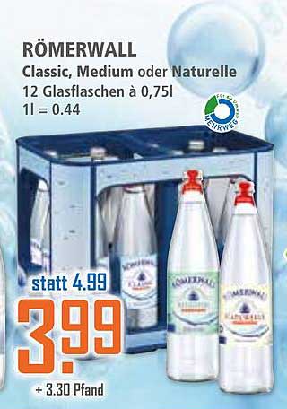 RÖMERWALL Classic, Medium oder Naturelle - 12 Glasflaschen à 0,75l