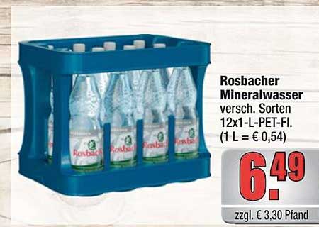 Rosbacher Mineralwasser 12x1L PET-Flaschen