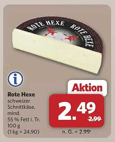 Rote Hexe Schweizer Schnittkäse, mind. 55% Fett i. Tr.