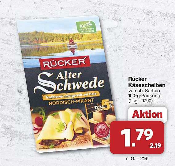 Rücker Käsescheiben variierende Sorten 100-g-Packung
