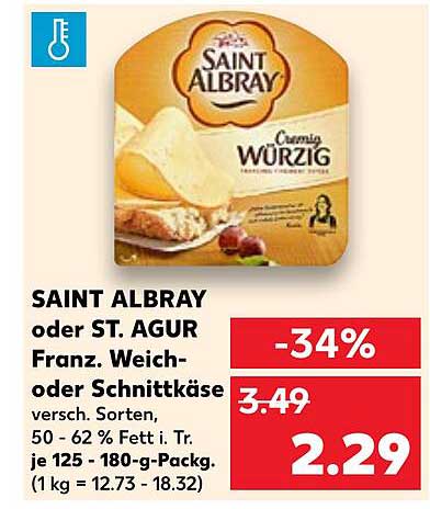 SAINT ALBRAY oder ST. AGUR Franz. Weich- oder Schnittkäse 125-180 g