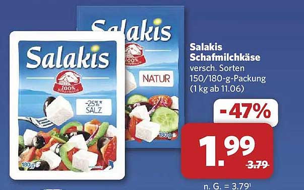 Salakis Schafmilchkäse, 180 g Packung, verschiedene Sorten