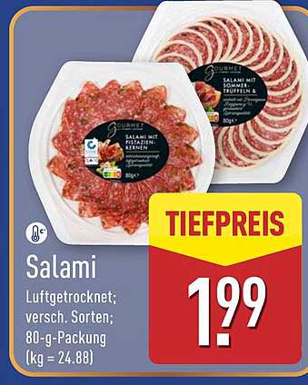 Salami Luftgetrocknet; verschiedene Sorten; 80-g-Packung