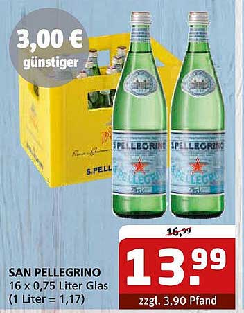 SAN PELLEGRINO 16 x 0,75 Liter Glas