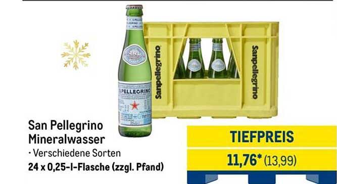 San Pellegrino Mineralwasser - 24 x 0,25 l-Flasche (zzgl. Pfand)