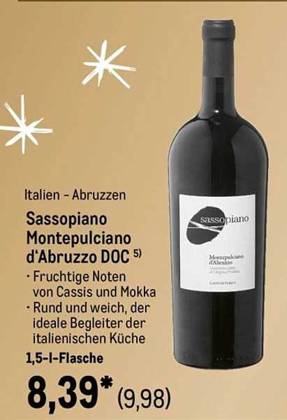 Sassopiano Montepulciano d'Abruzzo DOC 1,5 l-Flasche