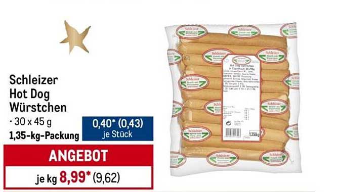 Schleizer Hot Dog Würstchen 1,35-kg-Packung