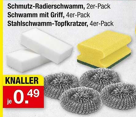 Schmutz-Radier schwamm, 2er-Pack - Schwamm mit Griff, 4er-Pack - Stahl schwamm-Topfkratzer, 4er-Pack