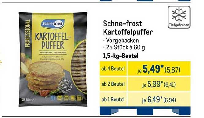 Schne-frost Kartoffelpuffer - vorgebacken, 25 Stück