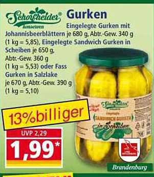 Schönfelder Gurken - Eingeleitete Gurken mit Johannisbeerblättern