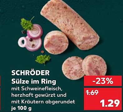 SCHRÖDER Sülze im Ring mit Schweinefleisch, herzhaft gewürzt und mit Kräutern abgerundet je 100 g