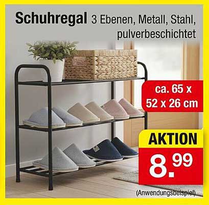 Schuhregal 3 Ebenen, Metall, Stahl, pulverbeschichtet
