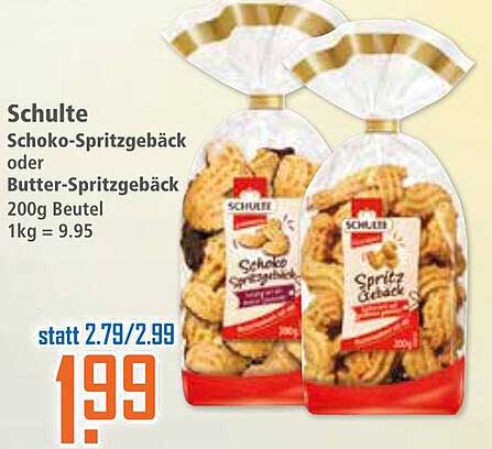 Schulte Schoko-Spritzgebäck oder Butter-Spritzgebäck 200g Beutel