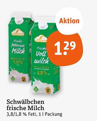 Schwälbchen frische Milch 3,8/1,8 % Fett, 1 Packung