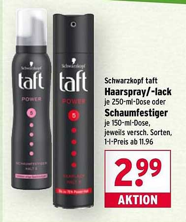 Schwarzkopf Taft Haarspray/-lack oder Schaumfestiger je 250-ml-Dose oder 150-ml-Dose