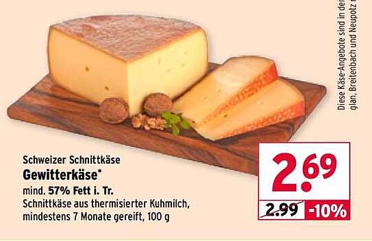 Schweizer Schnittkäse Gewitterkäse, 100 g
